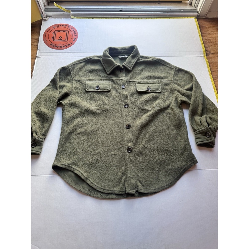 Mountain and Isles Shacket Women's Size Xs Green Fleece Button Up‎